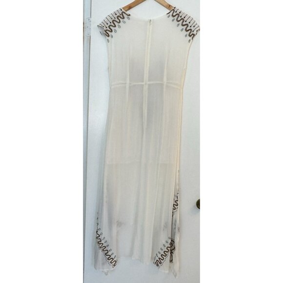 Jen's Pirate booty High Low Ivory Gold V Neck Beads Embroidered Zip Medium Boho - Picture 15 of 16